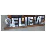 Large 67 inch wall sign BELIEVE, 18 inches tall