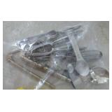 Large group of kitchen items, mixer, toaster, pan, measuring cups and scoops, salt and pepper grinders, nut crackers