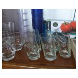 Group of glasses, plastic and glass, and a digital food scale