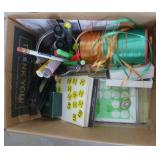 box of garage sale labels, letters, stickers etc