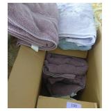 Box of bath towels and wash cloths