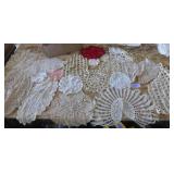 Lot of vintage doilies, arm rest covers