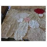 Lot of vintage doilies, arm rest covers
