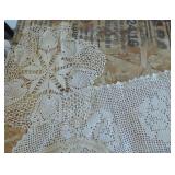 Lot of vintage doilies, arm rest covers
