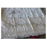 This lot has 3 table cloths and large dresser scarves