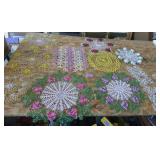 Colorful intricate and starched doilies