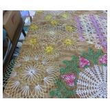 Colorful intricate and starched doilies