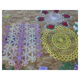Colorful intricate and starched doilies