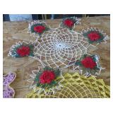 Colorful intricate and starched doilies