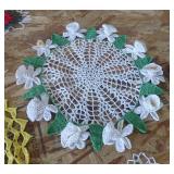 Colorful intricate and starched doilies