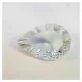 GREEN QUARTZ (PRASIOLITE) - 3.60ct. Concave faceted pear shape brilliant cut