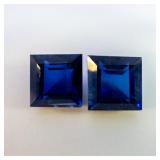 Pair of LAB GROWN BLUE SAPPHIRE - 12.08ct. Square step cut