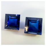Pair of LAB GROWN BLUE SAPPHIRE - 12.08ct. Square step cut
