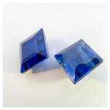 Pair of LAB GROWN BLUE SAPPHIRE - 12.08ct. Square step cut
