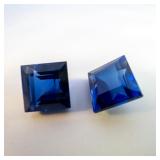 Pair of LAB GROWN BLUE SAPPHIRE - 12.08ct. Square step cut