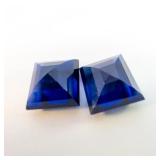 Pair of LAB GROWN BLUE SAPPHIRE - 12.08ct. Square step cut
