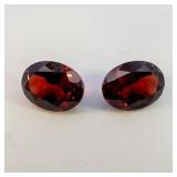 Pair of GARNETS - 3.17ct. Oval brilliant cut