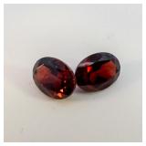 Pair of GARNETS - 3.17ct. Oval brilliant cut