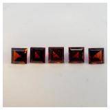Group of 5 GARNETS - 2.18ct. Square step cut