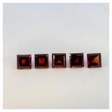 Group of 5 GARNETS - 2.18ct. Square step cut