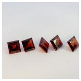Group of 5 GARNETS - 2.18ct. Square step cut