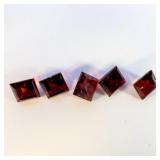 Group of 5 GARNETS - 2.18ct. Square step cut