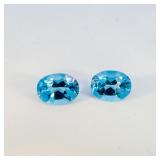 Pair of SWISS BLUE TOPAZ - 3.08ct. Oval brilliant cut