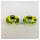 Pair of PERIDOT - 2.87ct. Oval brilliant cut