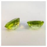Pair of PERIDOT - 2.87ct. Oval brilliant cut