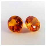Pair of LAB GROWN ORANGE SAPPHIRE - 2.06ct. Oval cabochon cut