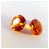 Pair of LAB GROWN ORANGE SAPPHIRE - 2.06ct. Oval cabochon cut