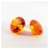 Pair of LAB GROWN ORANGE SAPPHIRE - 2.06ct. Oval cabochon cut