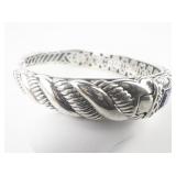 John Hardy Amethyst & 14K Accent Trellis Sterling And 14K Yellow Hinged Cuff Bracelet.