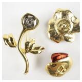 Joan Rivers Classics Collection Interchangeable Colorful Enamel gold Plated Base Metal Flower Pin Set .