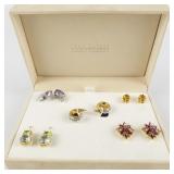 Joan Rivers Classics Collection Set Of 5 Colorful Crystal Gold Plated Base Metal Pierced Earrings.