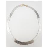 Milor Flat Reversable Sterling Silver Herringbone Necklace.
