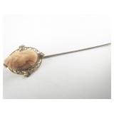 Coral Cameo Yellow 10K Stick Pin.