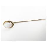 Sansbury & Nellis Gorgeous Early Twentieth Century, Opal Yellow 14K Stick Pin, Set With White Base Opal . Ornate Frame Around The Bezel