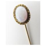 Sansbury & Nellis Gorgeous Early Twentieth Century, Opal Yellow 14K Stick Pin, Set With White Base Opal . Ornate Frame Around The Bezel
