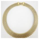 Carolee Woven Link Gold Plated Base Metal Choker Necklace.