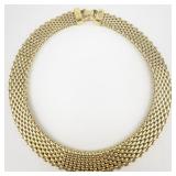 Carolee Woven Link Gold Plated Base Metal Choker Necklace.