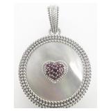 Judith Ripka Ruby & Mother Of Pearl Sterling Silver Enhancer .