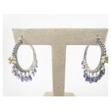 Barbara Bixby Amethyst Briolette Sterling And 18K Yellow Gold Hinged Wire Hoop Earrings.