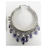 Barbara Bixby Amethyst Briolette Sterling And 18K Yellow Gold Hinged Wire Hoop Earrings.