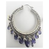 Barbara Bixby Amethyst Briolette Sterling And 18K Yellow Gold Hinged Wire Hoop Earrings.
