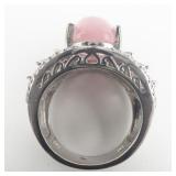 STS Jewels Burmese Pink Jade, "Orissa" Rhodolite Garnet sterling Silver Statement Ring. Size 9.5 - 9.75.