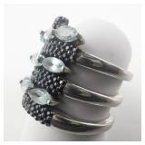 STS Jewels Paraiba Apatite Banded Triple Spiral sterling Silver Statement Ring. Size 8.