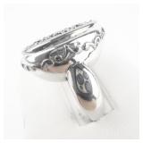 Sima K Blue Sapphire & White Topaz Cluster Sterling Silver Statement Ring . Size 8.75 - 9.