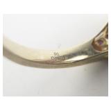 Coral, Ruby, & White Zircon Vermeil Cocktail Ring. Size 9.75 - 10.