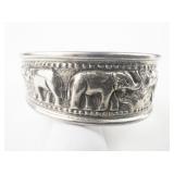 Repousse Elephant 825 Silver Cuff Bracelet.